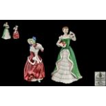 Two Royal Doulton Figures, Christmas Morn HN1992, and Merry Christmas, HN3066. Tallest figure 9".