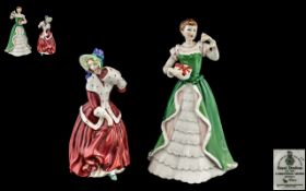 Two Royal Doulton Figures, Christmas Morn HN1992, and Merry Christmas, HN3066. Tallest figure 9".