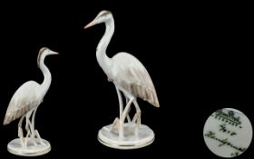 Rosenthal Hand Painted Porcelain Bird Figure ' Egret ' Standing. Designer F. Heidenreich.