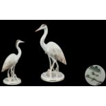 Rosenthal Hand Painted Porcelain Bird Figure ' Egret ' Standing. Designer F. Heidenreich.