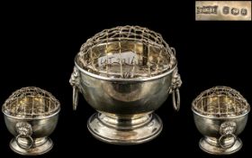 Silver Rose Bowl with lion mask handles, hallmarked Sheffield 1979, weighing 5oz (141.