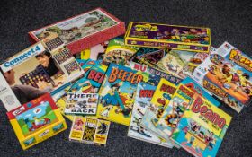 A Collection of Hardback Books and Games to include, Rupert, The Beano Book, The Beezer book,