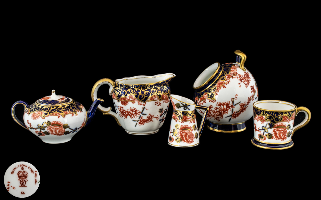 Royal Crown Derby Excellent Collection of Early Period Miniature Pieces ( 5 ) In Total.