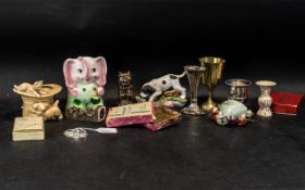 Quantity of Assorted Collectible Items, including Sylvac cat and dog with top hat vase, 4" tall,