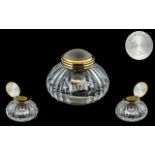 Cartier Ink Well of Fine Quality, The Ribbed Moulded Glass Body of Melon Shape,