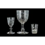 Masonic Interest - to include: Set of Three Etched Glasses,