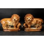 Pair of Staffordshire Style Lions - Mantle / Decorative Pieces, measuring 12" tall x 14" wide,