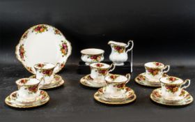 Royal Albert 'Old Country Roses' Tea Set, comprising six tea cups and saucers,
