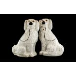 A Large Pair of Staffordshire Spaniels, each measured 16'' tall. A/F.