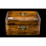 A Victorian Walnut Sewing Box the hinged top inlaid with abalone shell,