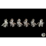 Six Bing & Grondahl Chicks, Figurine Hungry Sparrow No.