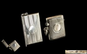 Silver Vesta Case, engine turned, hallmarked Birmingham Y 1898,