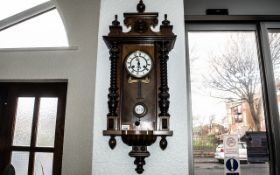 A Late 19th Century Vienna Wall Clock, enamelled chapter dial with Roman numerals,