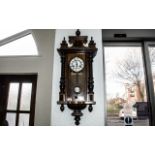 A Late 19th Century Vienna Wall Clock, enamelled chapter dial with Roman numerals,