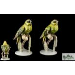 Rosenthal Early Superb Pair of Hand Painted Porcelain Bird Figure - Finely Decorated ' Yellow Finch