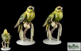 Rosenthal Early Superb Pair of Hand Painted Porcelain Bird Figure - Finely Decorated ' Yellow Finch