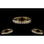 Ladies 14ct Gold - Attractive / Petite Diamond Set Half Eternity Ring.