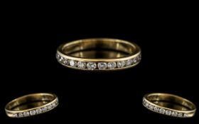 Ladies 14ct Gold - Attractive / Petite Diamond Set Half Eternity Ring.