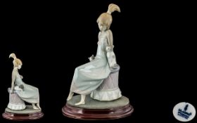 Lladro Figure No. 5443 'Bedtime Girl with Two Cats' Made in Spain and designed by Francisco Catala.