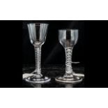 Antique Period - Pair of Opaque Twist Stem Wine Glasses.