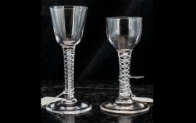 Antique Period - Pair of Opaque Twist Stem Wine Glasses.
