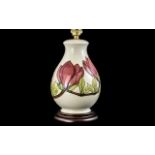Moorcroft - Large Pink Magnolia Lamp Base. Approx 11.5 Inches High. Please See Photo.