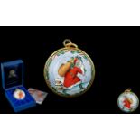 Halcyon Days Enamels Hand Painted Ltd Edition - Father Christmas Bauble - Ornament with Ribbon of