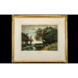 Coloured Mezzotint Etching after Corot by H Scott Bridgwater,