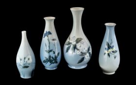 Four Royal Copenhagen Vases, 863/51 8" tall,