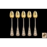 Chinese Antique Silver Export Spoons, probably Canton; a set of five,
