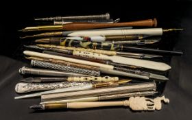 A Collection of Mostly Dip Pens, to include silver, mother of pearl, gilt and hardstone.