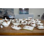 Old Country Roses Tea Service with extras, comprising a Tea Pot, Milk Jug, Sugar Bowl, four cups,