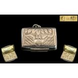 William IV Excellent Miniature Sterling Silver Vinaigrette with Gilt Floral Grill.