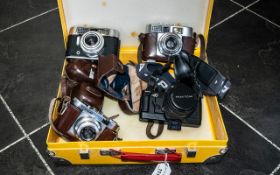 A Good Collection of Vintage Cameras with Leather Cases ( 4 ) Cameras In Total.