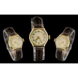 Ladies Vintage 9ct Gold Watch with leather strap, named to the dial 'Hatty',