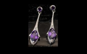 Amethyst Marquise Drop Earrings,