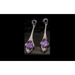 Amethyst Marquise Drop Earrings,