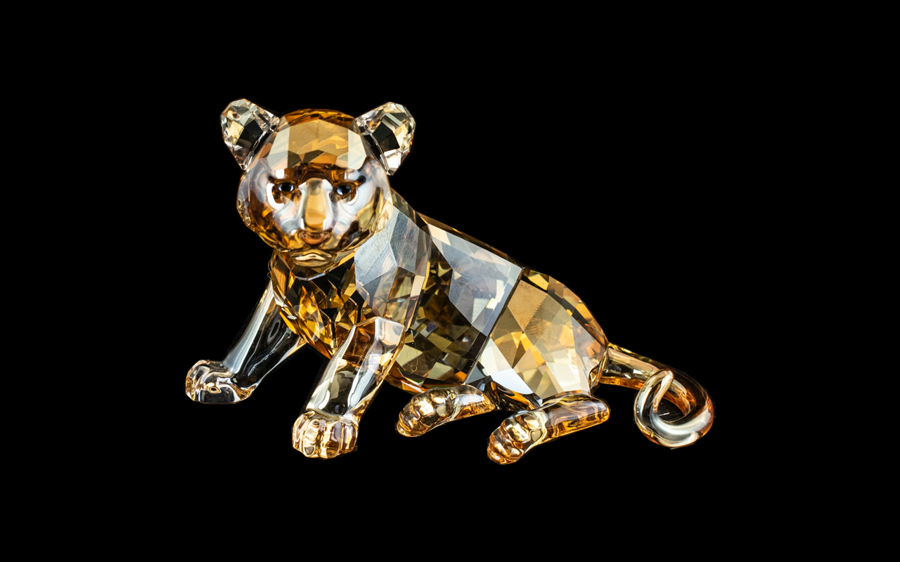 Swarovski S.C.S. Interest. A Beautiful Tiger Cub In A Sitting Positions.