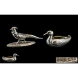 A Silver Novelty Adapted Pin Cushion in the form of a duck,