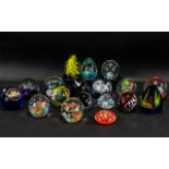 Collection of Modern Paperweights, assorted colours and designs, 17 in total.