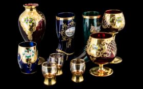 Collection of Venetian Glass, comprising a ruby and gilt vase 8.