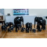 Collection of Twelve Indian Ebony and Ivory Elephants,