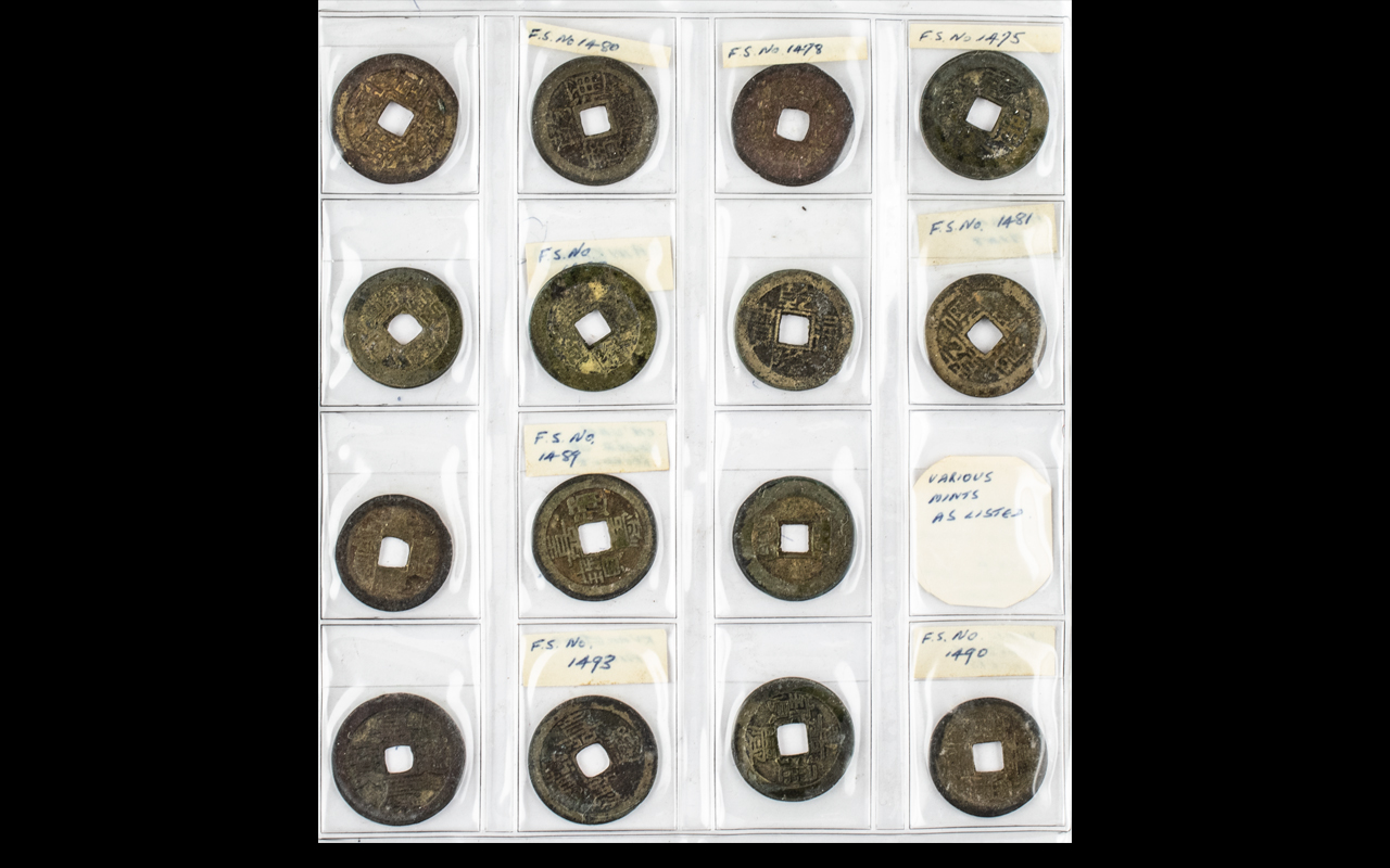 Collection of Fifteen Antique Chinese Cash Coins from various Dynasties and Mints including - Image 2 of 2