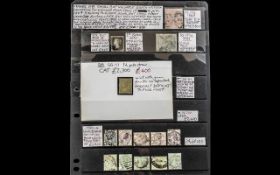 Stamps Interest GB small but valuable Queen Victoria selection on hagner from 1840 1d black.