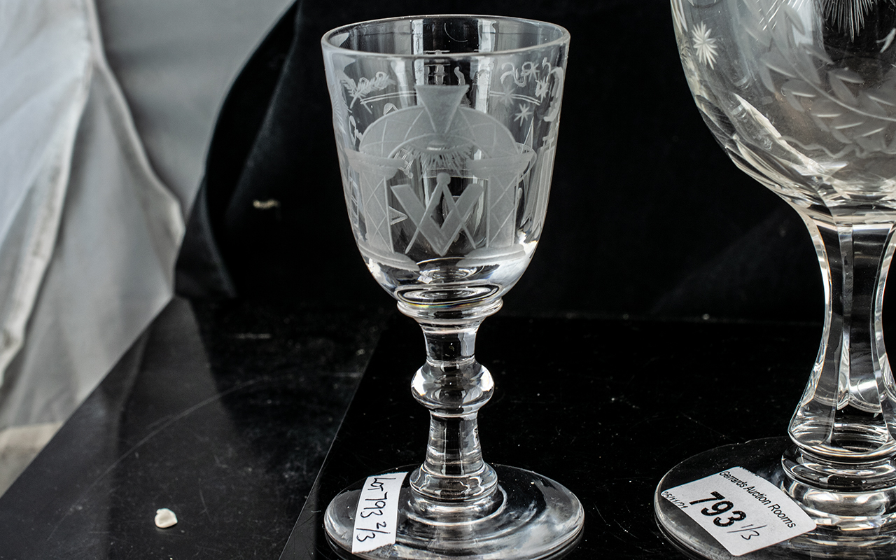 Masonic Interest - to include: Set of Three Etched Glasses, - Image 4 of 5