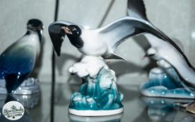 Rosenthal Superb Hand Painted Porcelain Bird Figure ' Black Headed Gull ' - Wings Spread.