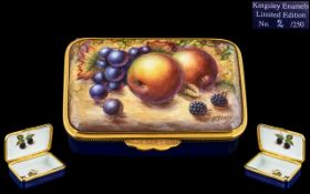 Kingsley Enamels - Worcester Superb Quality Lidded Ltd and Numbered Edition Box ' Fallen Fruits '