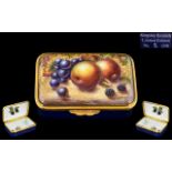 Kingsley Enamels - Worcester Superb Quality Lidded Ltd and Numbered Edition Box ' Fallen Fruits '