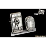 Victorian Period Excellent Quality Sterling Silver Vesta Case with Engraved Decoration and Vacant