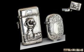 Victorian Period Excellent Quality Sterling Silver Vesta Case with Engraved Decoration and Vacant